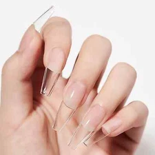 Soft Gel Tips Artificial Nails False Full Cover Acrylic UV Gel Natural Look