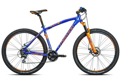 blue and orange mountain bike