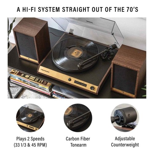 Crosley C72 Vintage Plattenspieler mit Bluetooth Lautsprechern - Nussbaum - Bild 5 von 6