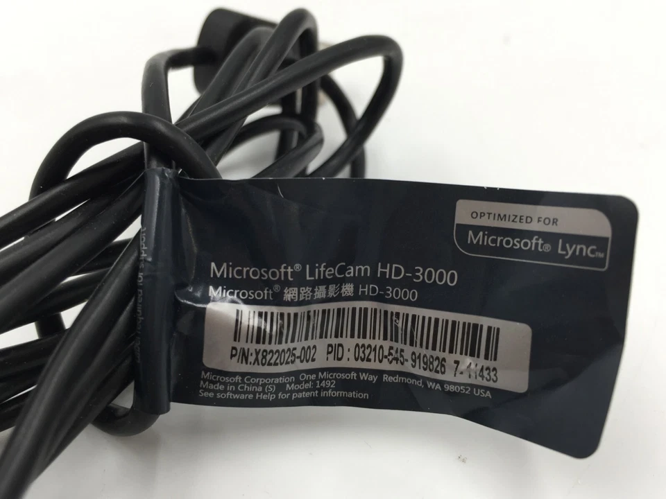GENUINE Microsoft LifeCam HD 3000 USB WebCam MODEL 1492 X822055-002 - Image 3 of 3