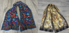 Lot of two silk scarf Floral / Animal Print ~ Un branded