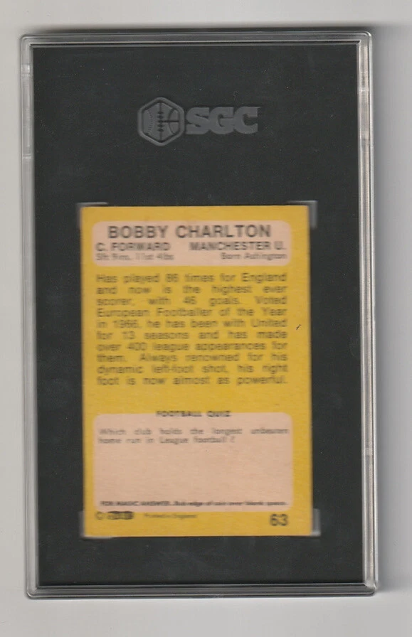 BOBBY CHARLTON | 1968-69 A&BC #63 | Yellow Back | SGC 2.5 GD+ - Image 2 of 2