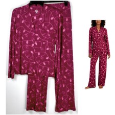 Jenni Soft Notch Collar Top  Pants Pajama Set Christmas Lights Choose Size New