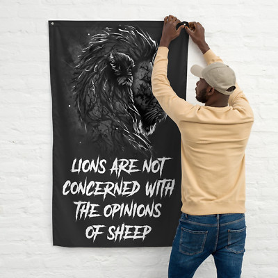 Gym Flags - Custom Home Banner - Lion Sheep Decor