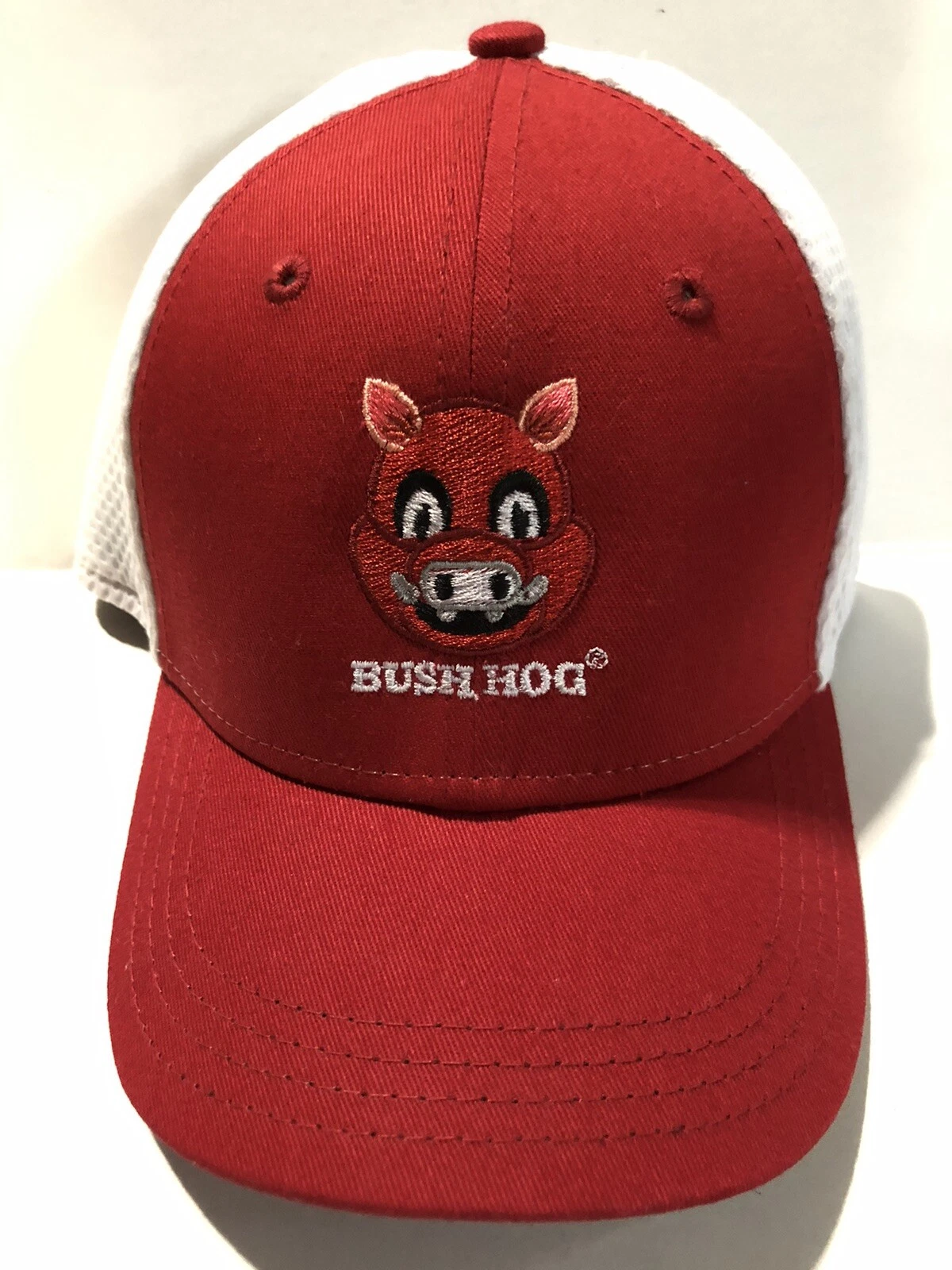 BUSH HOG PIG COTTON BASEBALL HAT CAP GIRLS BOYS TODDLER CHILD ONE SIZE RED WHITE