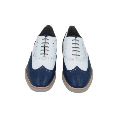 POLLINI Mens Blue Brogue Lightweight Leather Lace-up Shoes  display picture 1