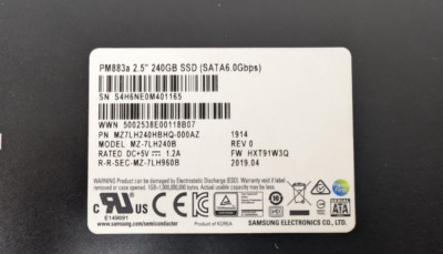 USED, Samsung, MZ7LH240HBHQ-000AZ, 240GB SSD 2.5 INCH SATA PM883a