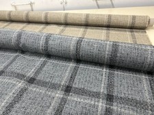 GREY BEIGE CHECK FABRIC  CHUNKY UPHOLSTERY MATERIAL FIRE RETARDANT 140cms Next