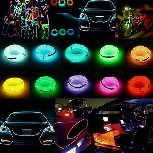 Neon LED Light Glow EL Wire String Strip Rope Tube Decor Car Party + Controller - Picture 6 of 22