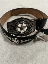 Justin Men's Black Odessa Star Belt C10763 W/Buck-A-Roo Belt Buckle  C41189 Sz38