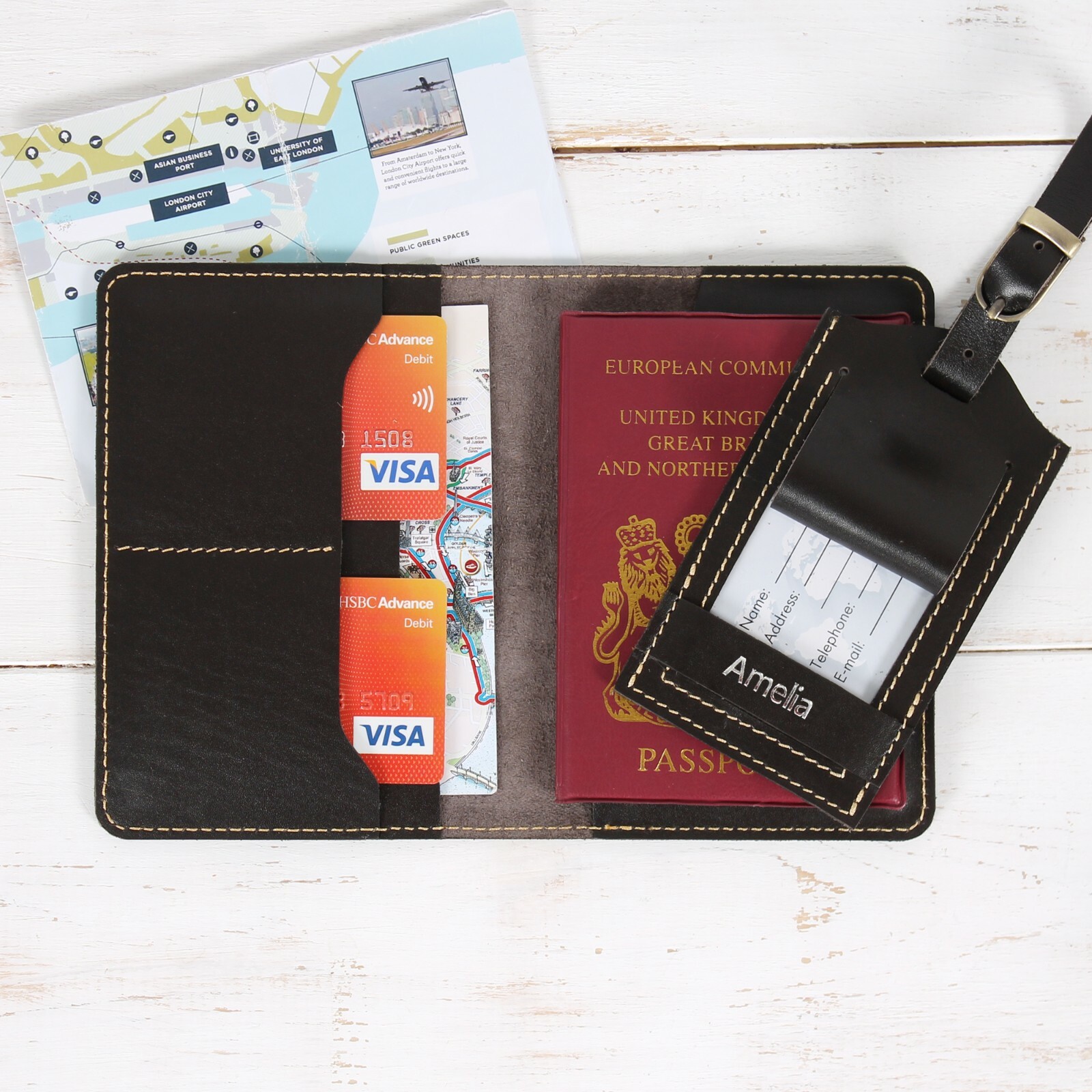 Passport holder Leather Passport cover with Card Holders Travel