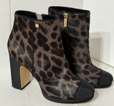 Karl Lagerfeld Bootie Womens Boots Black Cheetah Leopard Sz 9 M