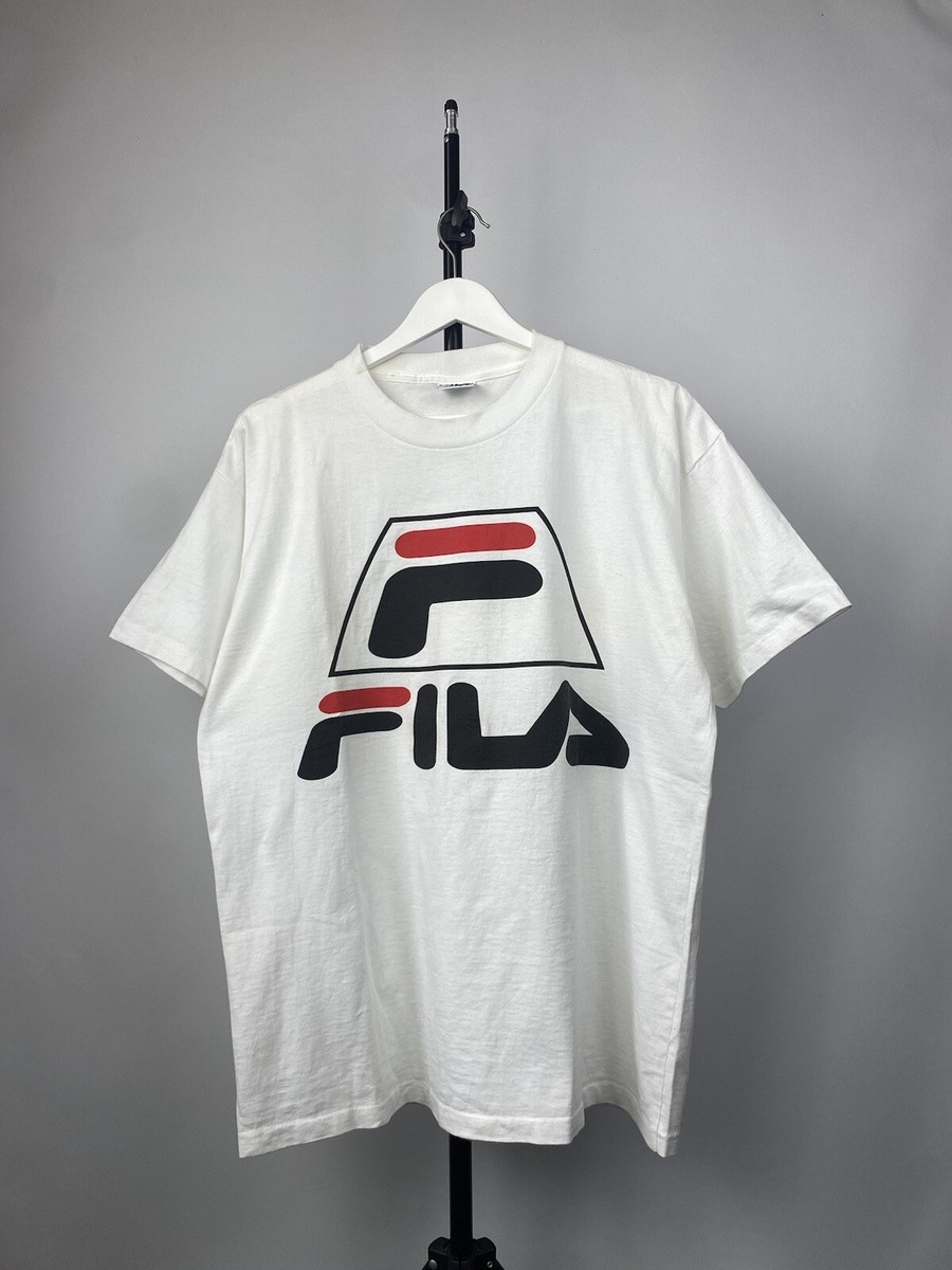 90S Big Logo FILA Single Stitch T-Shirt Vintage Men's XL Size | eBay