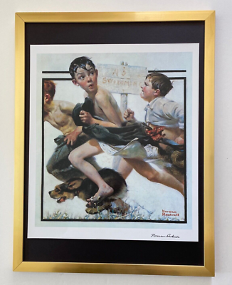 #ad #ad NORMAN ROCKWELL quot; NO SWIMMING quot; CIRCA 1970#x27;S SIGNED PRINT FRAMED $149.00