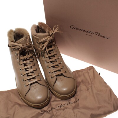 Gianvito Rossi NWD Peter Leather High-Top Sneakers Size 42.5 US 9.5 Camel Brown