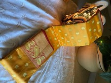 Indian Saree in Yellow  Red includes Blouse