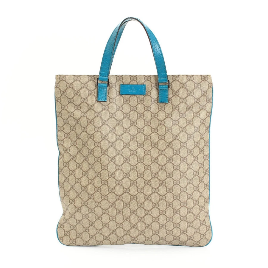 Sac fourre tout en cuir GUCCI motif GG bleu authentique sac à main femme