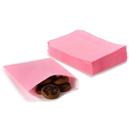 Flat Paper Treat Bag Pink Greaseproof Bakery Glassine Cookie Paper Bags 5.12 ... - 第 1/7 張圖片