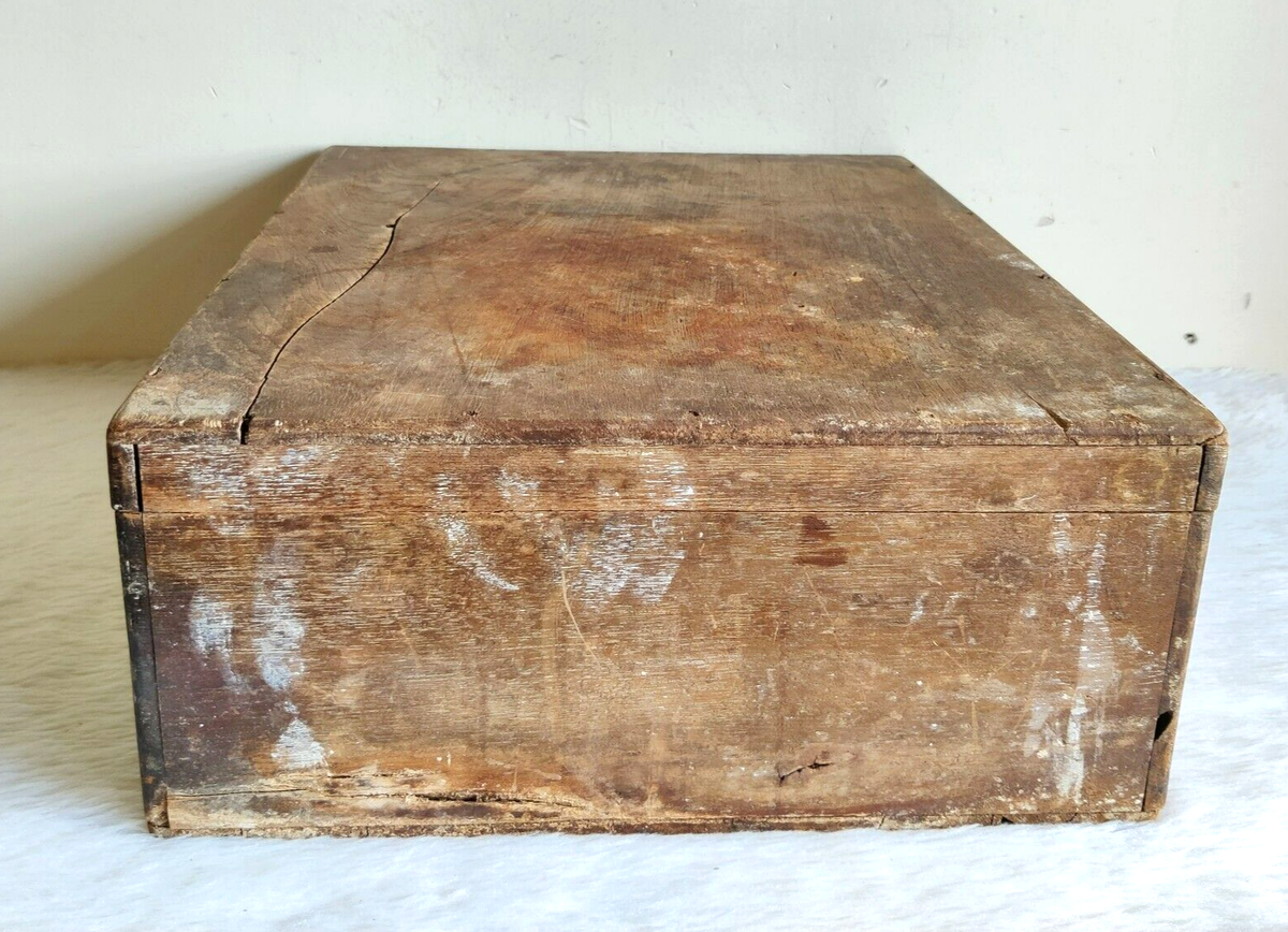Vintage Primitive Handmade Treasure Chest Wooden Box Decorative