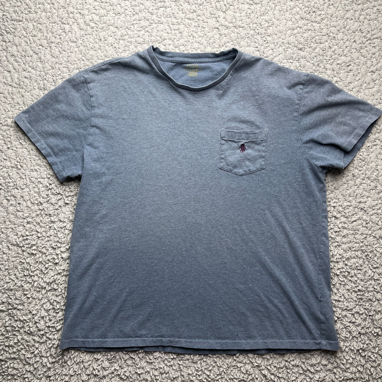 Polo Ralph Lauren camicia uomo L blu viola pony girocollo manica corta classica