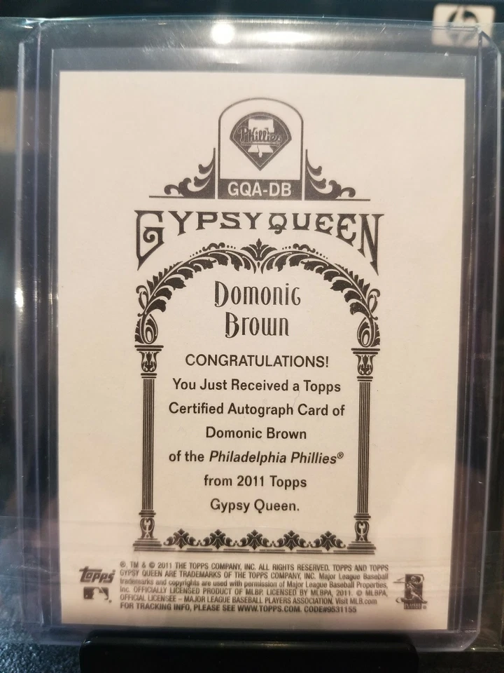 2011 DOMONIC BROWN TOPPS GYPSY QUEEN ПЕРСПЕКТИВА НА КАРТОЧКЕ С АВТОГРАФОМ #GQA-DB. ДРАГОЦЕННЫЙ КАМЕНЬ. - Изображение 3 из 4