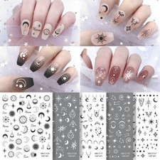 Galaxy Moon Sun Stars Nail Stickers Totem Hears Abstract Figures Lines Nail Art