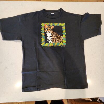 Vintage 1993 Rainforest Rescue Campaign Ocelot Nature Shirt XXL 