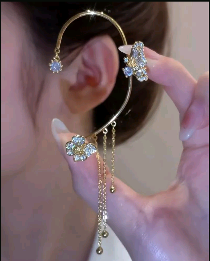 Zircon Butterfly Non-Piercing Ear Clip Women's Summer New Earrings - Foto 6