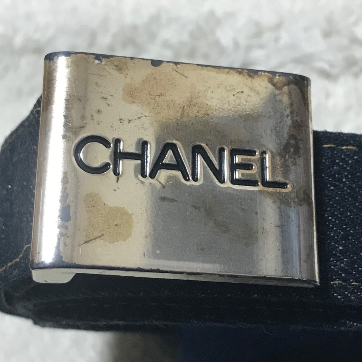 正規品 シャネル デニム&レザー ベルト 96 P