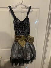Weissman Black  Gold Dance Costume Tutu Dress Child Size Large Dress Only