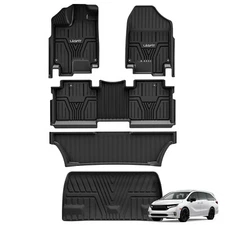 LASFIT Floor Mats for Honda Odyssey 2018-2026 Waterproof Black TPE Cargo Liner