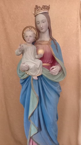 Madonna Mayersche Kunstanstalt um 1870 122 cm originale Fassung Kirchenfigur - Bild 4 von 19
