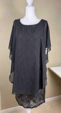 R M Richards 9621 Dress NWT Black Lace Sequin Capelet David  s Bridal Size 12