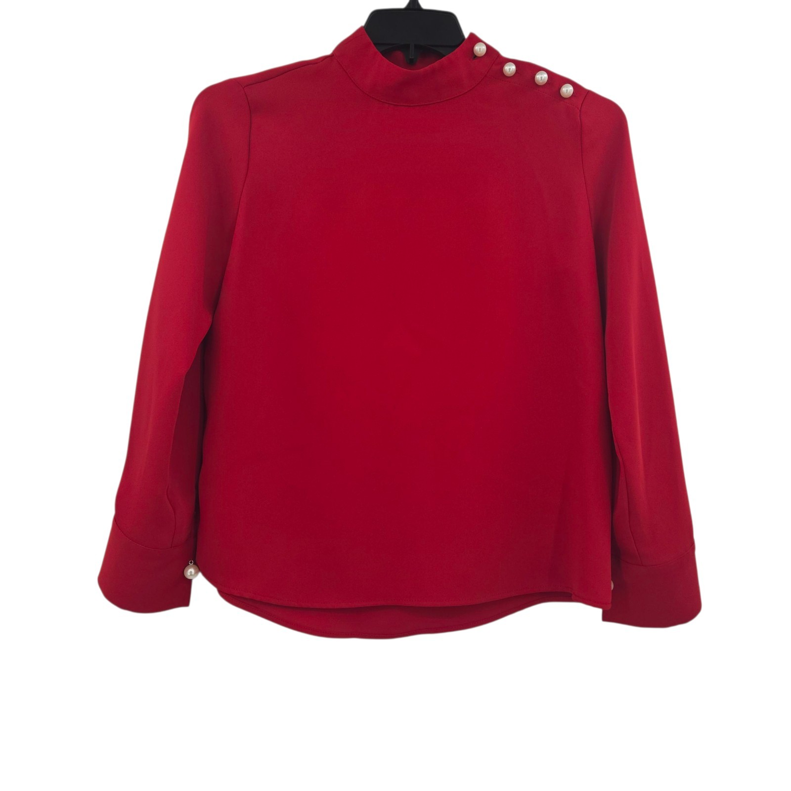 Zara Basic Women's Shoulder Button Blouse Red Med… - image 1