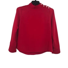 Zara Basic Women's Shoulder Button Blouse Red Medium