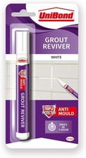 Unibond Grout Pen Reviver Restorer 7ml Anti Mould Whitener White - UK