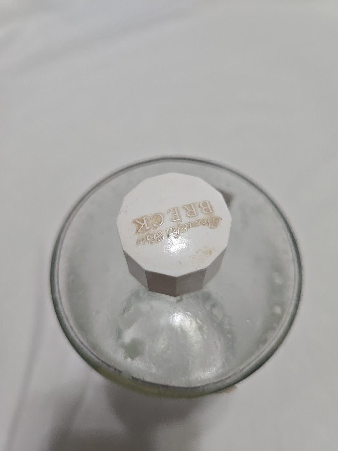 Vtg Breck Creme Rinse 6" Clear Glass Bottle Original Label And Lid 