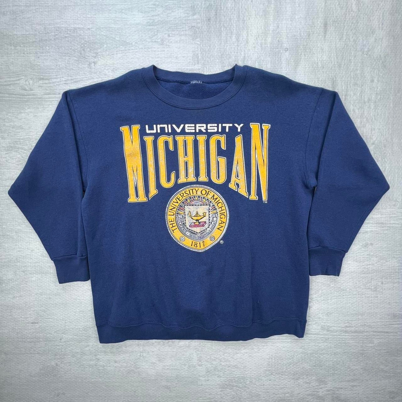 Vintage 90s Michigan Wolverines Sweatshirt Size: XL Blue Yellow NCAA College