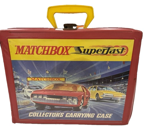 Matchbox Superfast Collectors Carrying Case Lesney Vntg 1970 4 Trays Rare RED