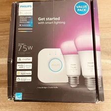 Philips HUE 75W White &Color Ambience Starter Kit E26 2-Pack. - New Sealed
