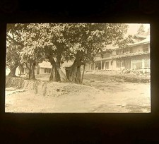 Magic Lantern Slide Temple monastery Buddhist Tibet China C1910 Antique S400