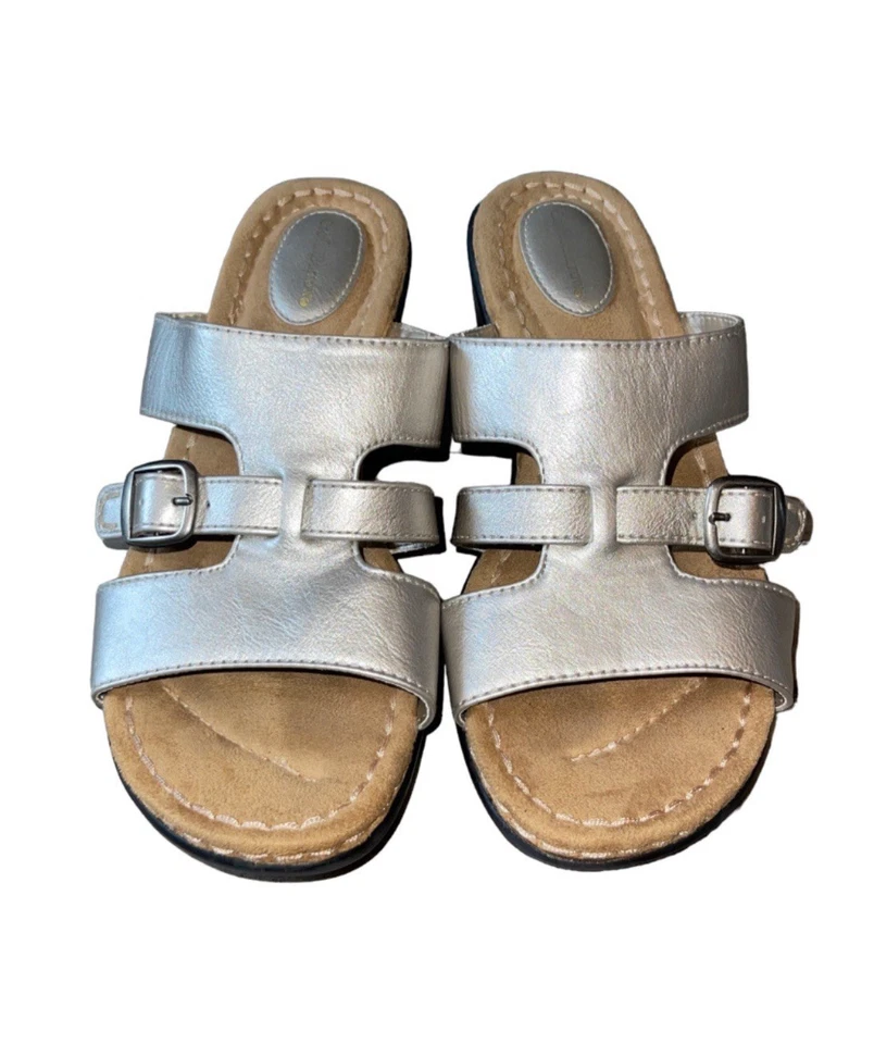 Croft & Barrow 银色金属拖鞋 高凉鞋 缓冲鞋垫 尺寸 8 Med — 第 4/4 张图片