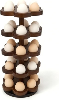 Wooden Egg Holder Countertop 360° Rotating, Egg Rack for 30 Eggs, Spiral Egg St