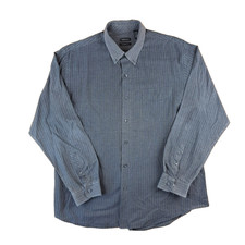 Van Heusen Dress Shirt Mens Size XL Black Striped Classic Fit Button Up Casual