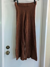 Reformation Pants Small Brown Wide Leg Fuzzy Pull On Pants Cozy Knit