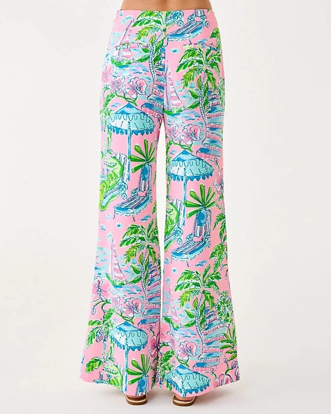 NUEVO Pantalón Palazzo Lilly Pulitzer 33" Polyanna tiro alto caracola concha rosa talla todos Foto 3 de 4