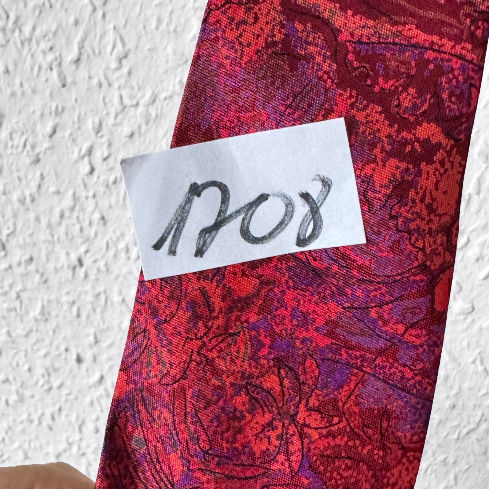 Vintage Shinawatra Chiang Mai 100% Hand Woven Thai Silk Tie - Red & Purple Abstr image 8