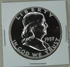 1957 Franklin Half Dollar PR Proof 90% Silver Coin US Mint 50C