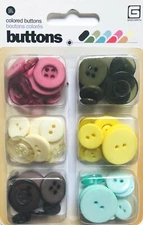 Basic Gray Colored Buttons  66 pcs 6 colors - NEW
