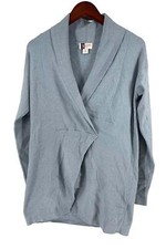 Modern Soul Comfort Yarn Shawl Collar Sweater Knit Pullover Blue